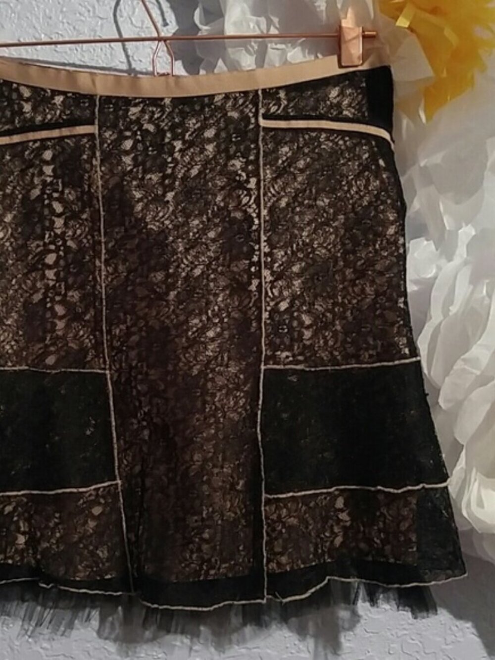 Stoosh SZ 1 Lace Over Tan Material A-Line with Side Zip Skirt